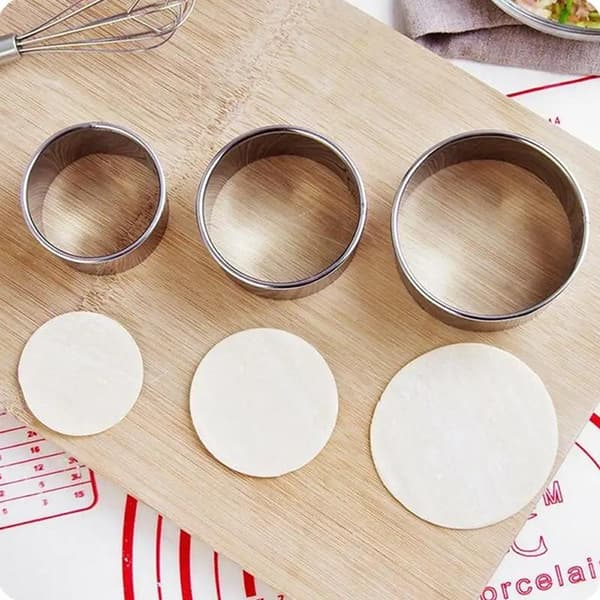 3 stk. rund kiksform i rustfrit stål, dumpling-skærer DIY P B