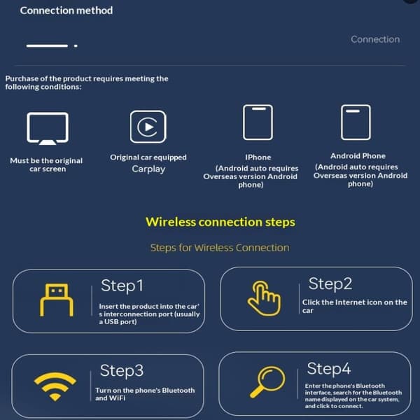 4-i-1 trådløs CarPlay-adapter Android Auto Connect Airplay Mi Black