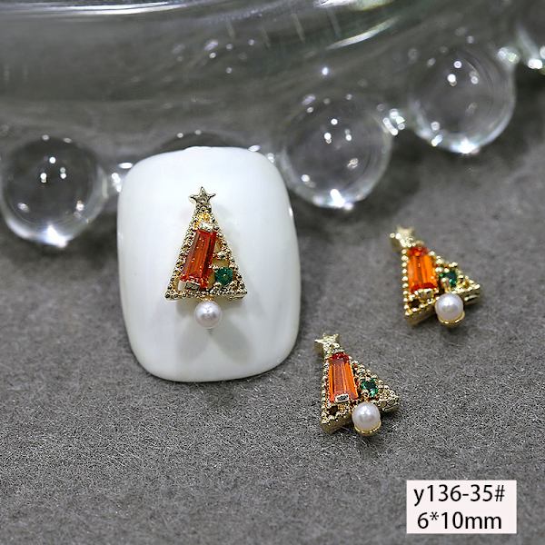 1 stk Glitter Full Zirkon Juletre Perler Diamanter Legering Nai A3