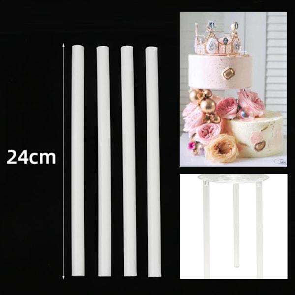 10 st vita plastkaksstöd stänger runda stänger 10pcs 24cm