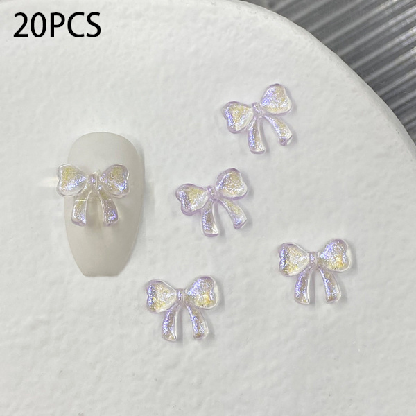 20st/påse Hartsglitter Aurora Bow Nail Art Accessoar Girl DIY N A4