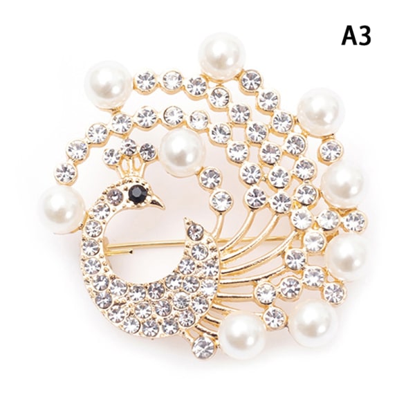 Pearl Rhinestone Peacock Brosje Dyr Corsage Brosjer Bryllup A3