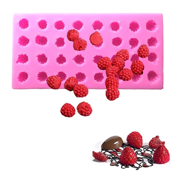 32-hulrom 3D Bringebær Silikonform Sjokolade Fondant Kake