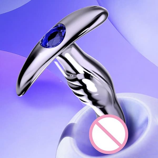 1 st metall dildo analplugg prostatastimuleringsmassageverktyg annons White S