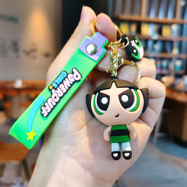 Creative Cartoon Anime Keychain Powerpuff Girls Doll Car Key Sc Blue