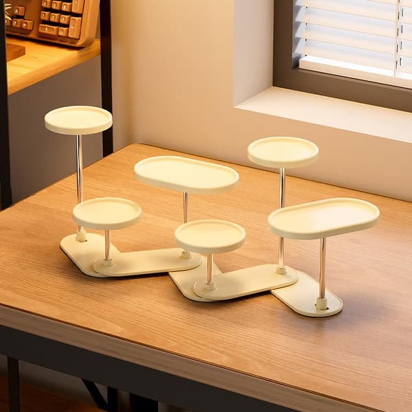 Roterbart Multi-Tier Dukkeudstillingsstativ 360° Visningsorganisator Beige