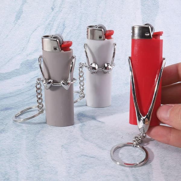 Mini sjov stil nøglering lighterholder metal lighterholder tilbehør B