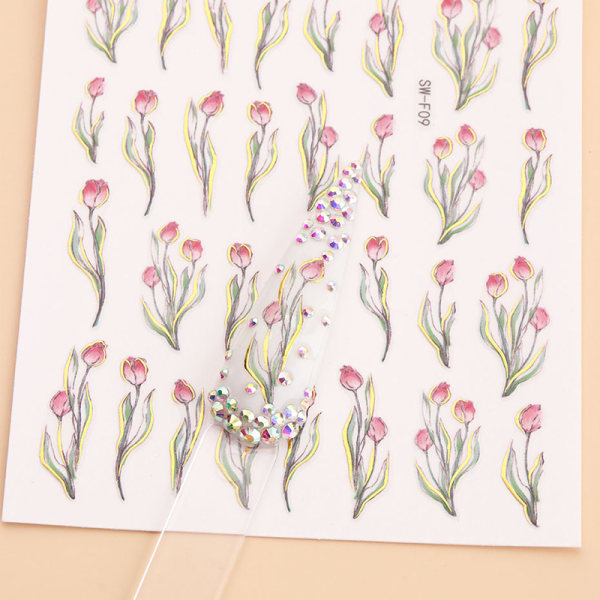 Sweet Tulips Nail Art -tarra kukkakynsitarrat tytöille Ma A4