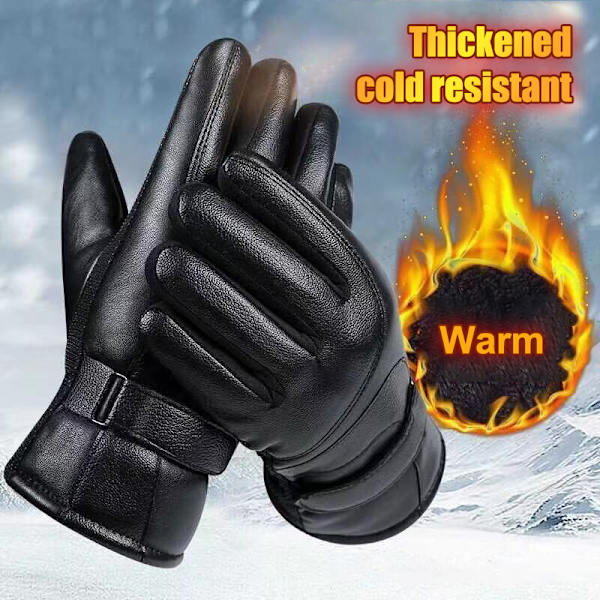 Vinter Mænd Kvinder Handsker Touch Cold Waterproof Ridning Gloves Ru Black