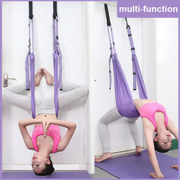 Justerbar Aerial Yoga Strap Elastisk Stretch Door Hængende Yoga Purple