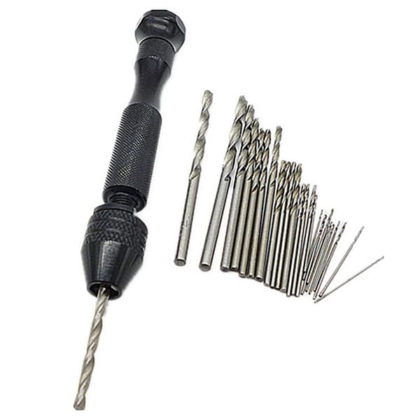 25 stk Mini Micro Twist Drill Bits 0,5mm-3mm W/ Aluminium Hand