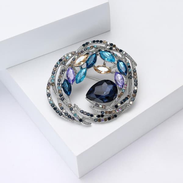 Mode Krystal Rhinestone Cirkel Broche Til Kvinder Frakke Smykker A1