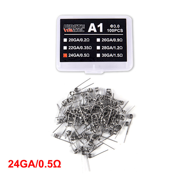 100 Stk/æske A1 Coil Wire Varmemodstand Premade Coils DIY Pr 24GA/0.5Ω