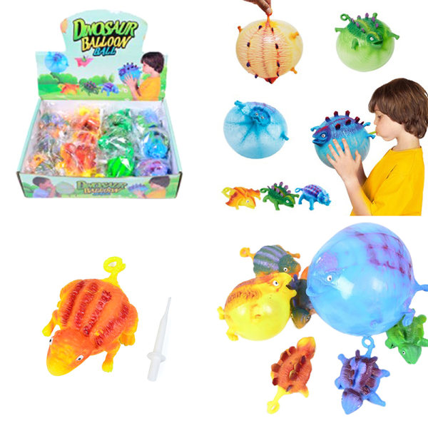 Leksaker för barn Uppblåsbara Dino Ballonger Rolig Blåsande Smash Toy 4