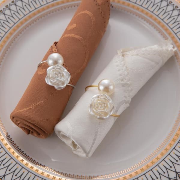 Valentinsdag Bryllup Servietring Rose Blomst Kreativ Rund A2