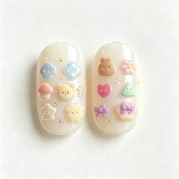 Silikon Nail Art Form e Tecknade Knappmönster Non Stick Surf