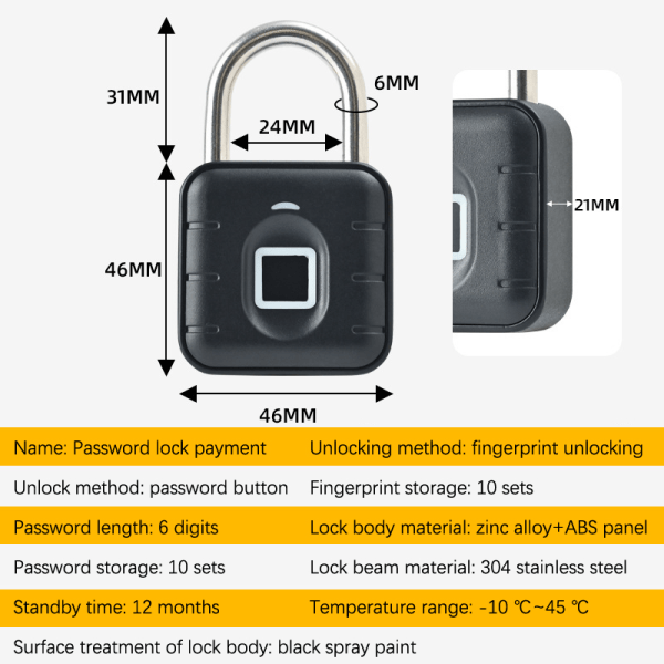Smart biometrisk fingeravtrykk Smart dørlås Nøkkelløs hurtigopplåsing Fingerprint Lock