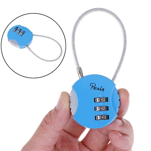 1 stk. 3,7*9 cm Mini 3-cifret kombinationsrejselås til bagage Black