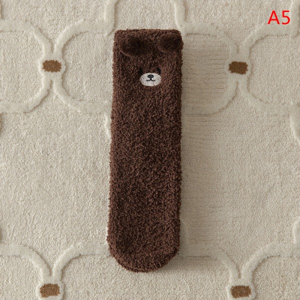 Naiset e Sarjakuva Animal Fuzzy Sukat Talvi Lämmin Fleece Kawaii Dark brown