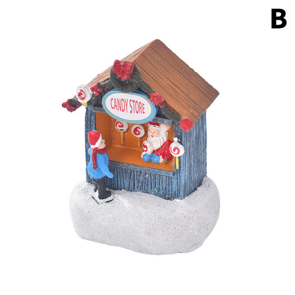 1 kpl Santa Claus Resin House Jouluiset LED-valokoristeet Chris B