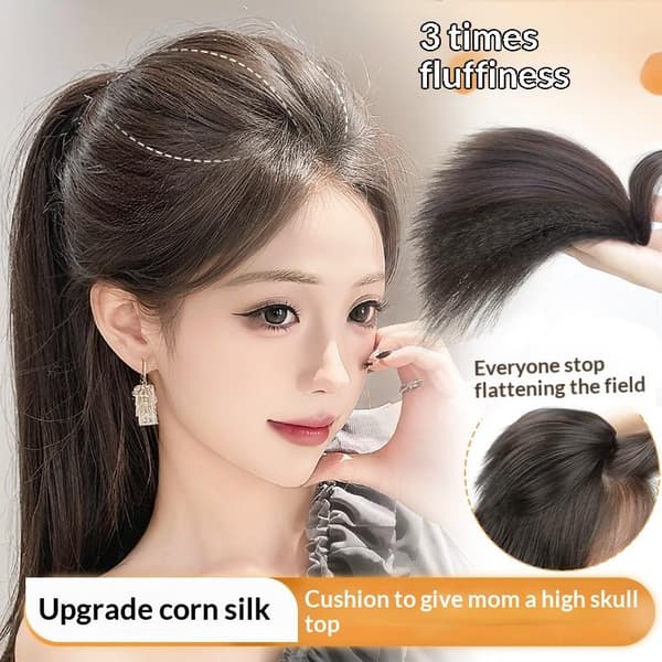 Usynlig syntetisk hårstykke, fluffy naturlige hårextensions C Black 2