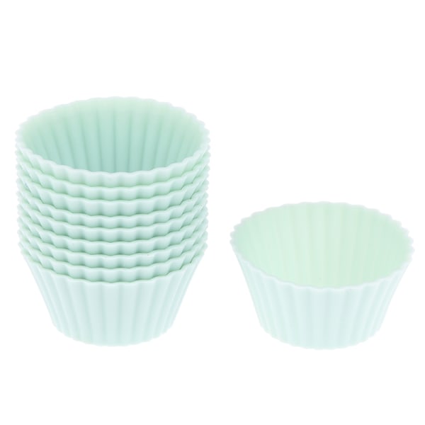 10 stk Silikonkakeform Rundformet Muffinskopp Minikakekopp Green 3.5*2.3*1.6cm