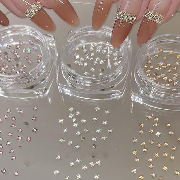 50 st glänsande zirkon strass nagelstenar 3d Flatback strass Pink