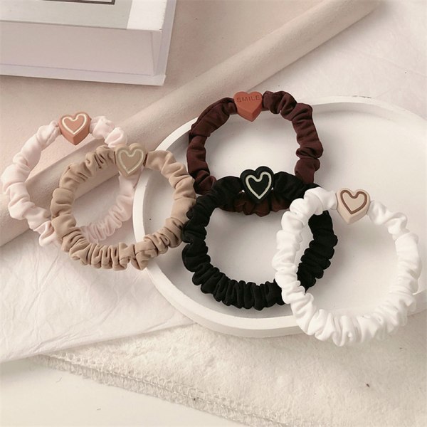 Elastiset hiusnauhat tytöille Simple Heart Ponytail Scrunchie Ru A4