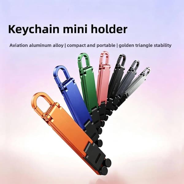 Mini foldbar nøglering telefonholder justerbar letvægts mobil Orange
