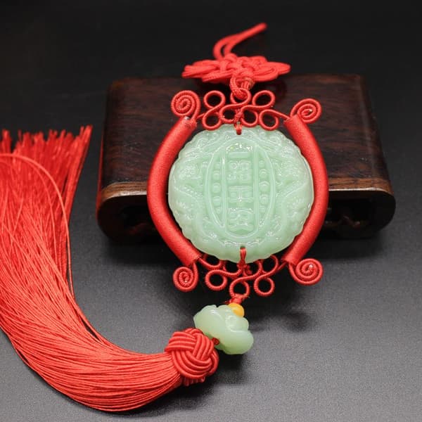 Fengshui Hängande Jade Smaragdgrön Pengapåse Och Tacka För B5