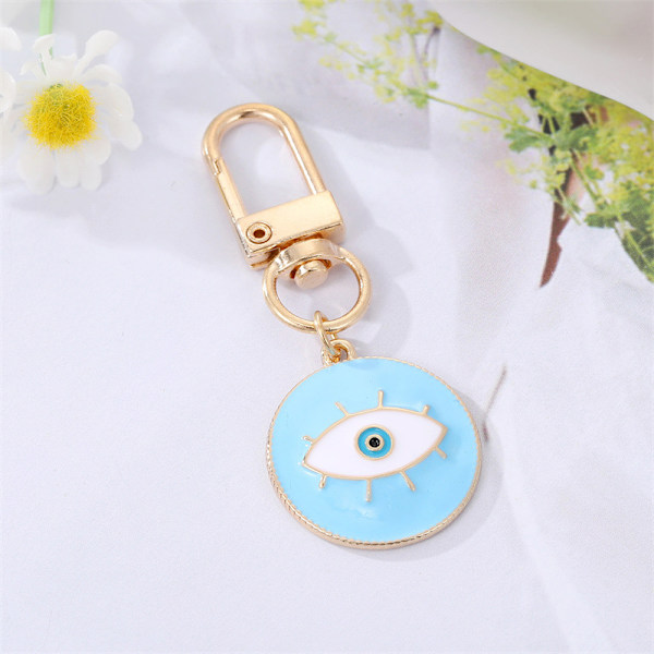 Rund Evil Eye Keychain Nyckelring för vänner par Boho Blue A5