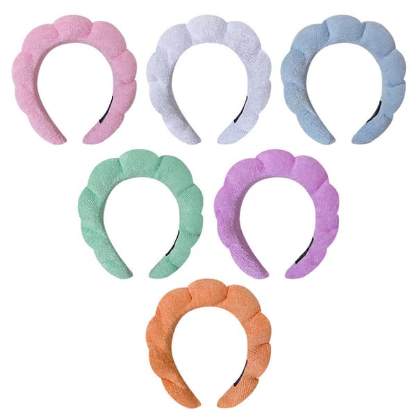 Flanell Pannband Puffigt hår Båge Makeup Bubble Terry Cloth Blue