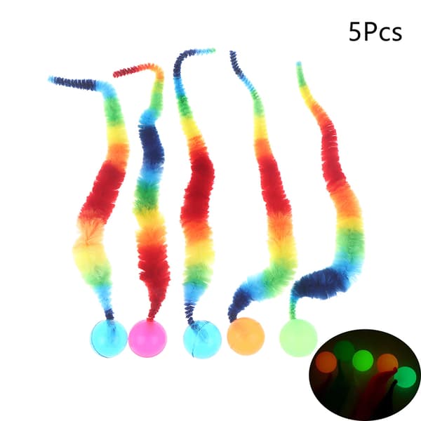 Kat interaktivt legetøj snoet orm med bold fluorescerende fuzzy W B2 5Pcs