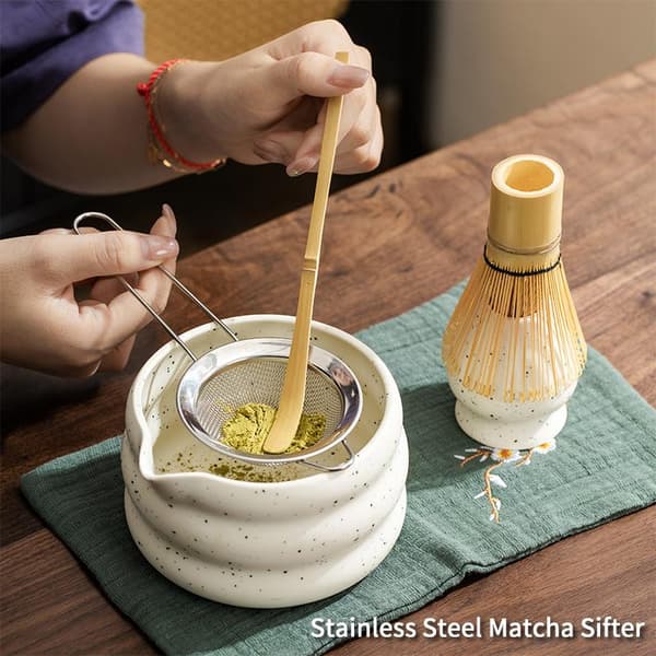 Bambu Matcha Vispiläsetti Matcha Vispilä Vispilänpidike Perinteinen T White 7Pcs