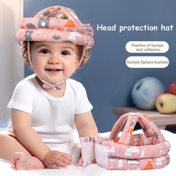 Baby Sikkerhetshjelm Myk Anti-fall Hodebeskytterhatt Pustende Gray
