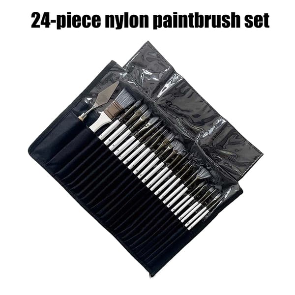 24 Nylonborstar Silvergrå Stångpenna Gardinoljeborste Gouache B
