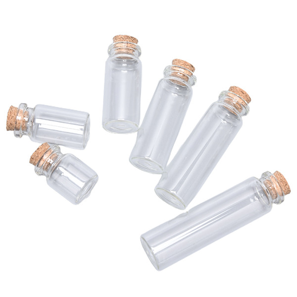 10 st Mini glasflaskor med korkpropp genomskinlig flaska 12ml-10pcs