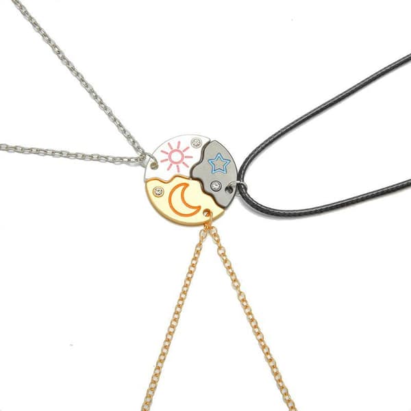 3-delat pussel-halsband med sol, måne och stjärnor