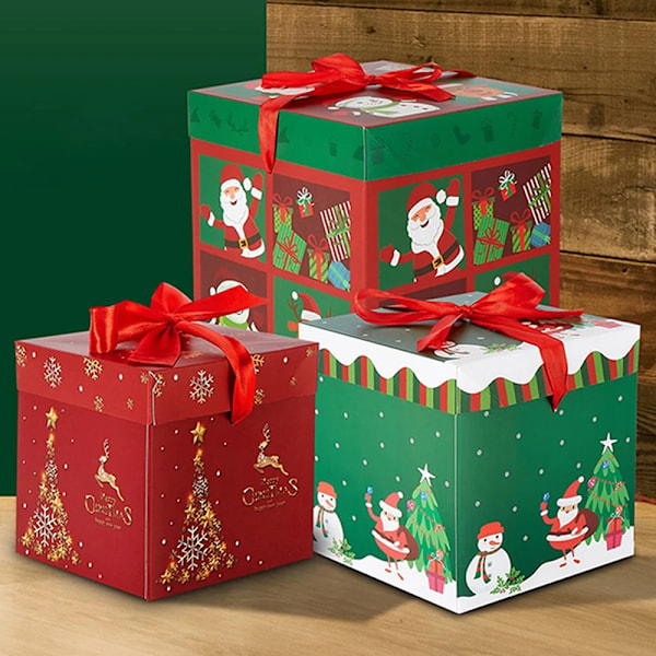 3 stk Papir Julegaveeske Julegaveeske Nesting Candy Box Festi A2