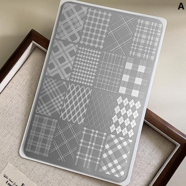 Neglekunst Stamping Plader Rustfrit Stål Ternmønster Stribe Mønster T A
