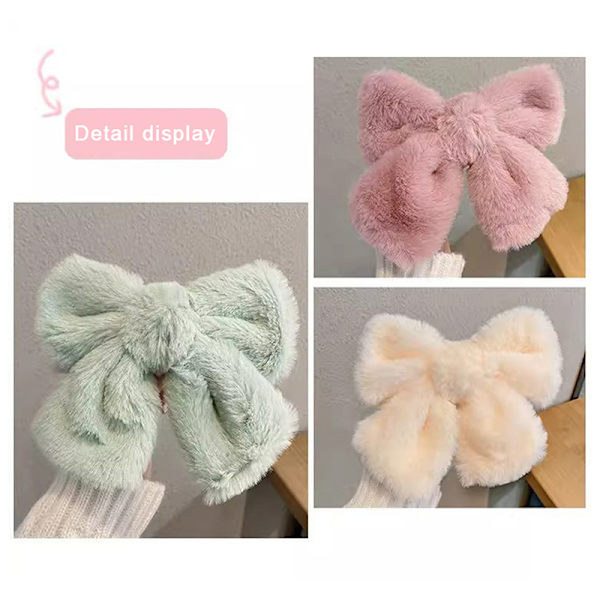 n Stil Høst Vinter Stor Plysj Sløyfe Barrettes Mote Bowknot A4
