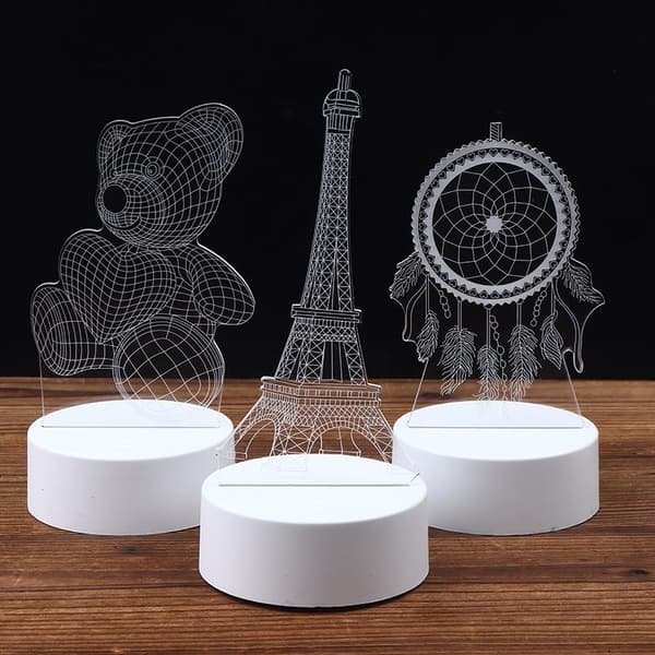 Nattlys Kreativt Lys 3D LED Optisk Illusjon Lys Seng La A3