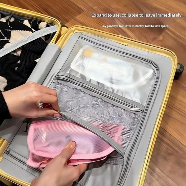 Vattentät Självstående Necessär Stor Kapacitet Multi Mesh Pink
