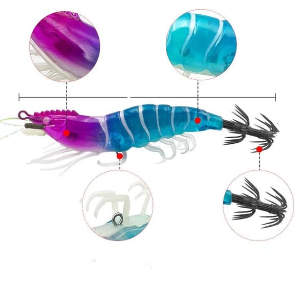 1 st Horisontell Egi Set 8cm Glöd Simulation Räkfiskedrag A21