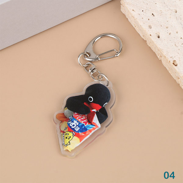 Tecknad akryldocka nyckelring Kawaii Penguin Perifer Toy Bac 04