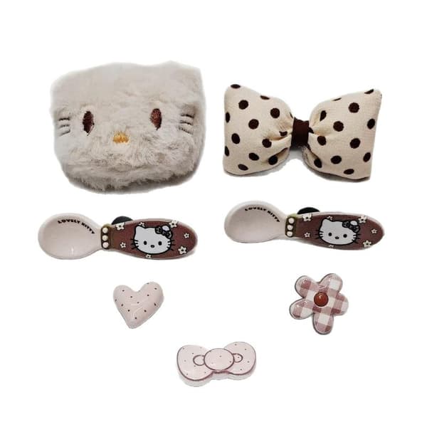 9 stk. e Bow Hello Kitty plysj sko charms dekor for tresko sanda
