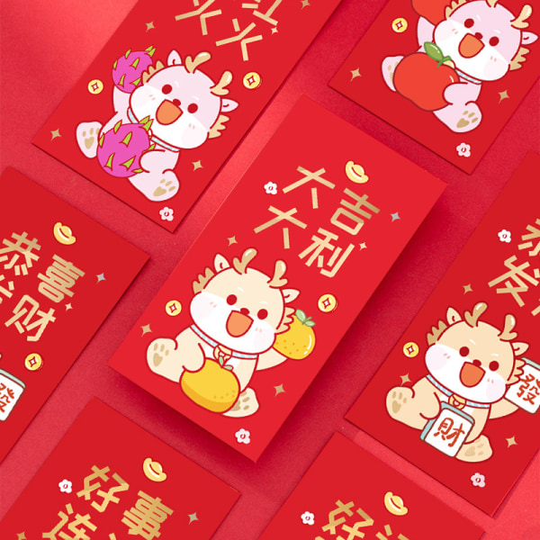 6st Minibröllop Hongbao Bronzing Red Kuvert för nyår De A4