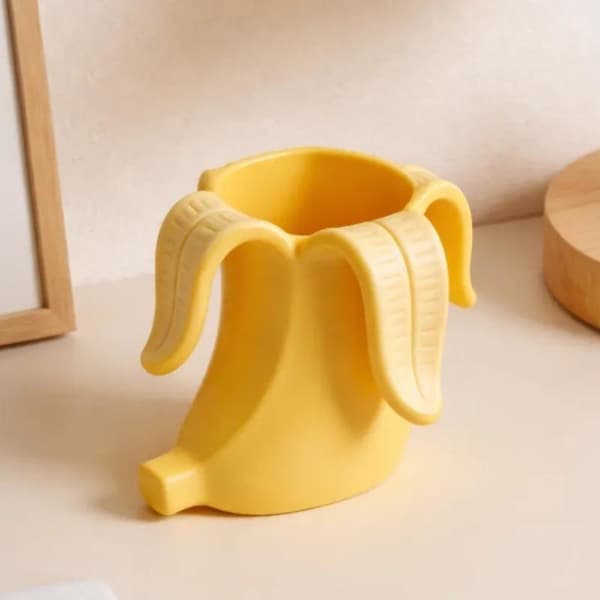 1 stk bananformet pennholder gul 3D-printet e skrivebordsorganisering Light yellow M