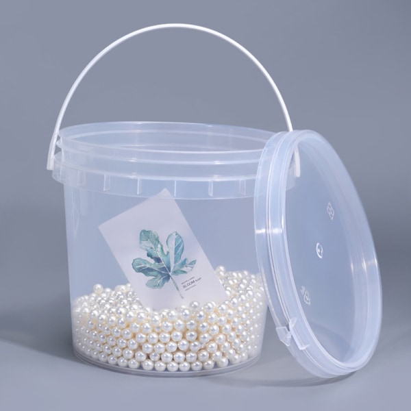 150ML-1500ML plastikspande + låg - tomme hvide med håndtag - 1500ML