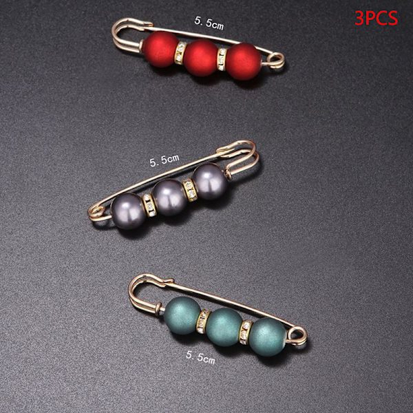 3 Stk Dameklær Brosjesett Perle Rhinestone Brosjer til E  3PCS